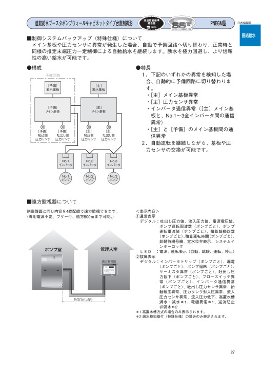 テラル株式会社 推定末端圧力一定給水ポンプユニット Nx Vfc型 台数制御 カタログビュー