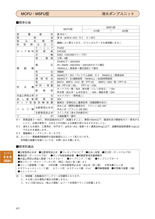 エバラフレッシャー給水ユニット 消火ポンプ 60hz